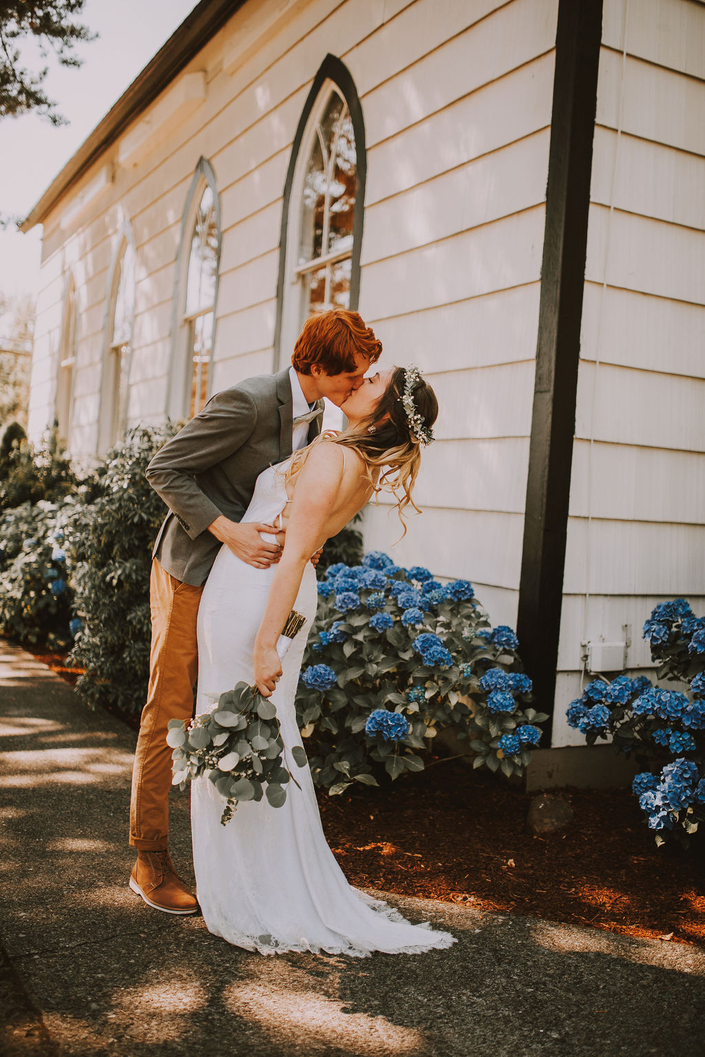 Bell Tower Chapel Wedding first kiss