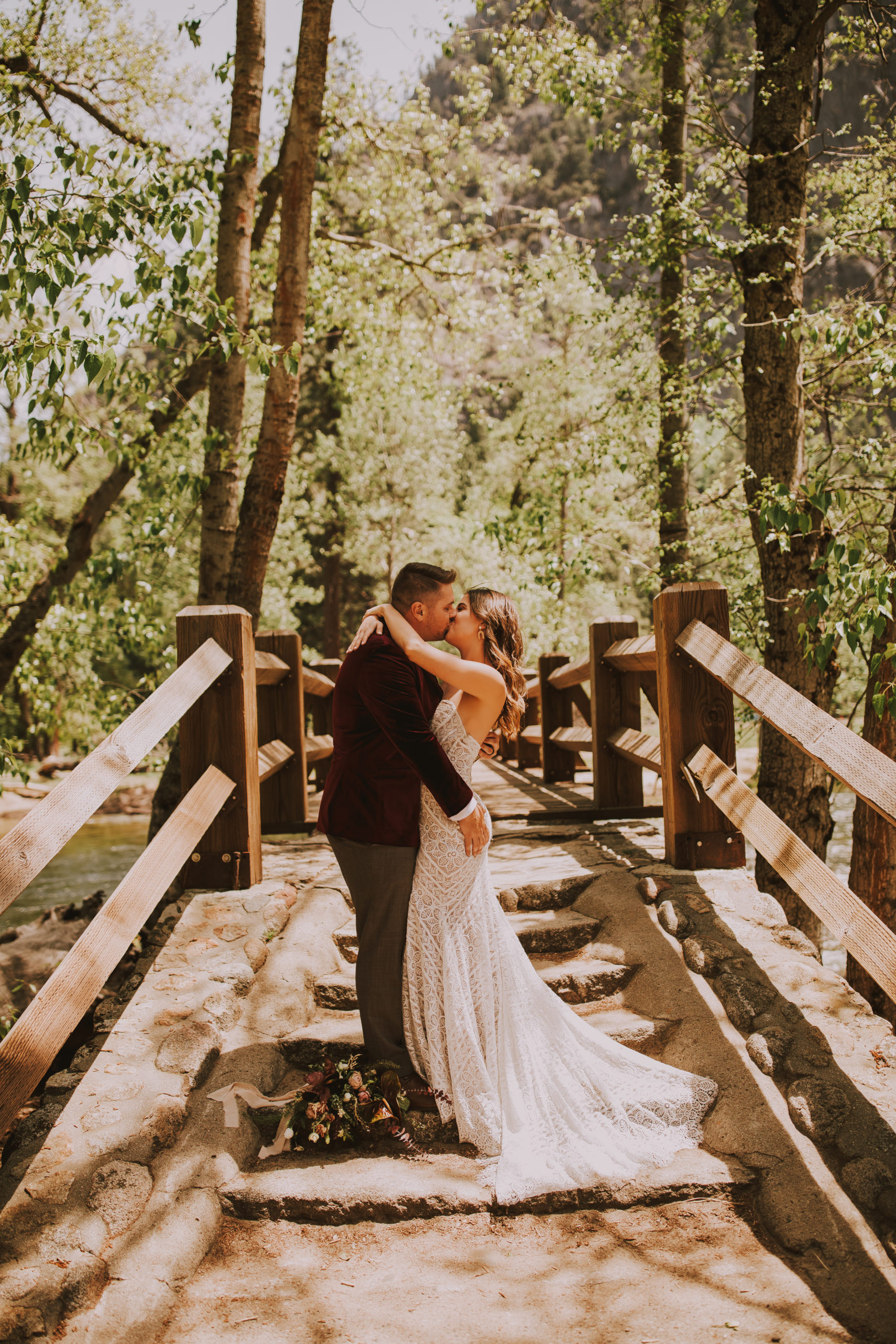 Valley of Yosemite Elopement First Kiss