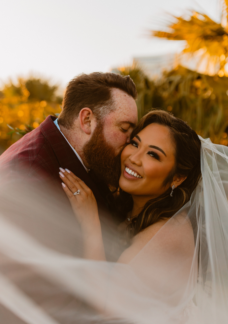 Beautiful veil photo of a married couple in Las Vegas Nevada